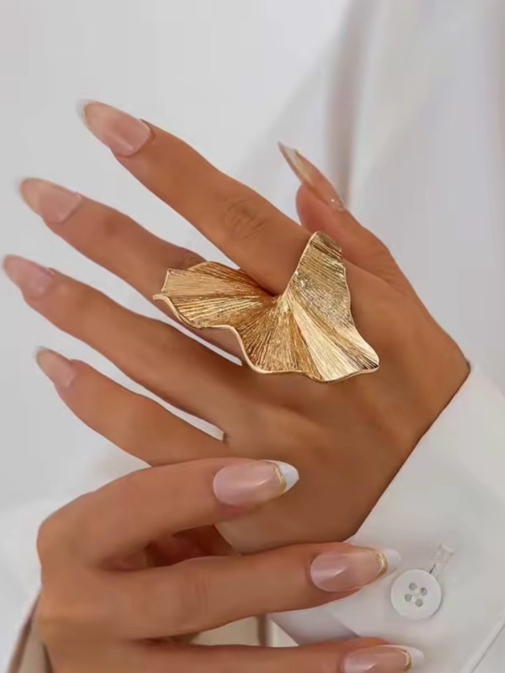 Gold Sculptural Petal Statement Ring